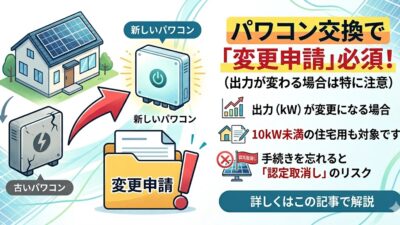 パワコン交換時は要注意！出力変更を伴う場合は「変更認定申請」が必要です！