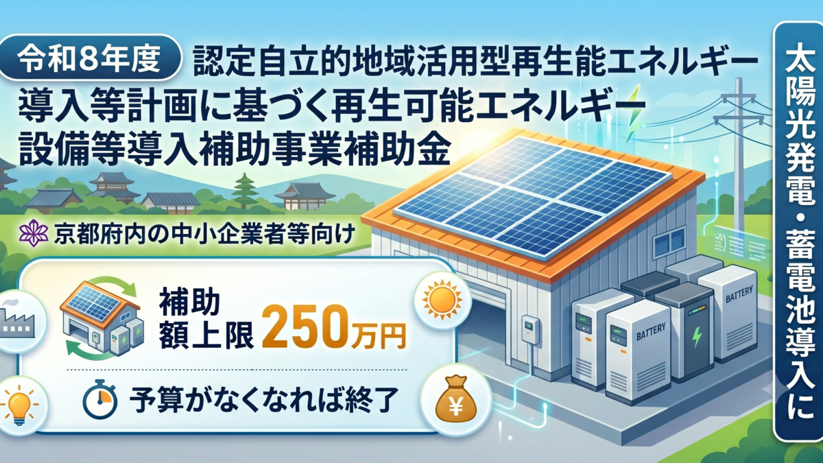 【令和8年度版】京都府の太陽光・蓄電池補助金を徹底解説｜京都再エネコンシェルジュ×行政書士が分かりやすく解説